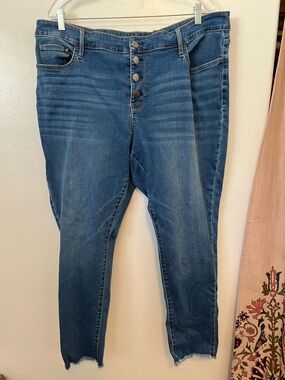 a.n.a Women’s Blue High-Rise Button-Fly Cropped Jeans Size 20